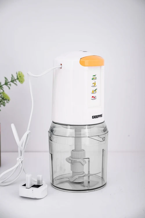 فرامة طعام كهربائية متنقلة بوعاء شفاف وشفرات فولاذية