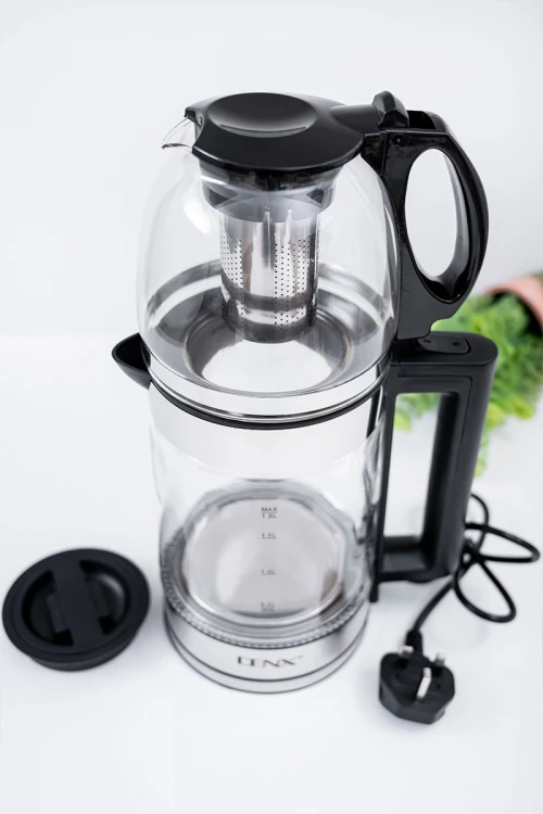 غلاية كهربائية مزدوجة من دينيكس الغلاية بسعة 1.8 لتر و الإبريق بسعة 1 لتر بقوة 1500 واط