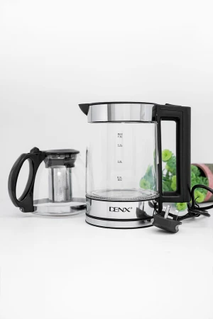 غلاية كهربائية مزدوجة من دينيكس الغلاية بسعة 1.8 لتر و الإبريق بسعة 1 لتر بقوة 1500 واط