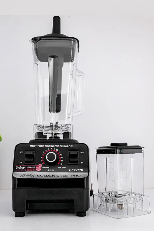 خلاط كهربائي مع مطحنة حبوب و وعاء زجاج 2 لتر بشفرات من الفولاذ المقاوم للصدأ و محرك نحاسي بقوة 6500 واط