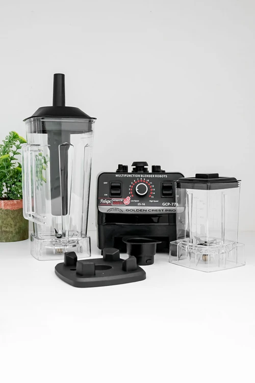 خلاط كهربائي مع مطحنة حبوب و وعاء زجاج 2 لتر بشفرات من الفولاذ المقاوم للصدأ و محرك نحاسي بقوة 6500 واط