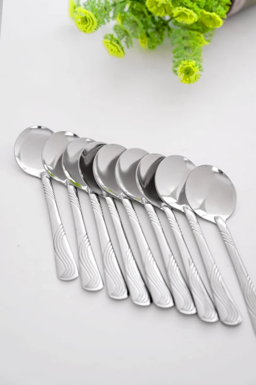 ملاعق معدنية بتصميم حلزوني من المقبض 12 حبة