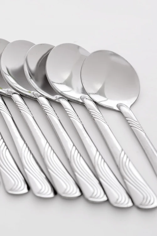 ملاعق معدنية بتصميم حلزوني من المقبض 12 حبة