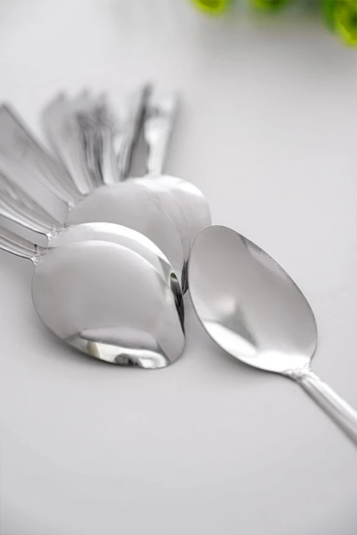 ملاعق أكل ستيل مزينة بزخرفة في المقبض 12 حبة