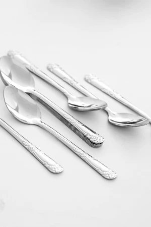 ملاعق أكل ستيل مزينة بزخرفة في المقبض 12 حبة