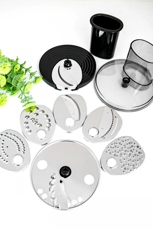 قطاعة خضار كهربائية من Denx لون أسود متعددة الوظائف بشفرات من الفولاذ المقاوم للصدأ بقوة 200 واط