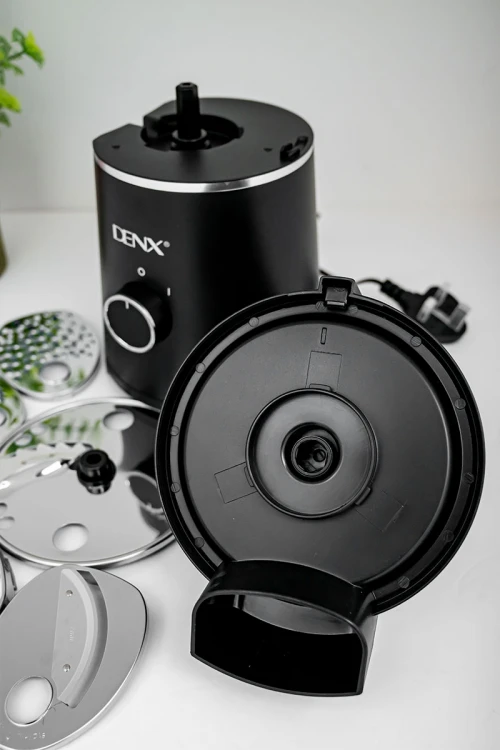 قطاعة خضار كهربائية من Denx لون أسود متعددة الوظائف بشفرات من الفولاذ المقاوم للصدأ بقوة 200 واط