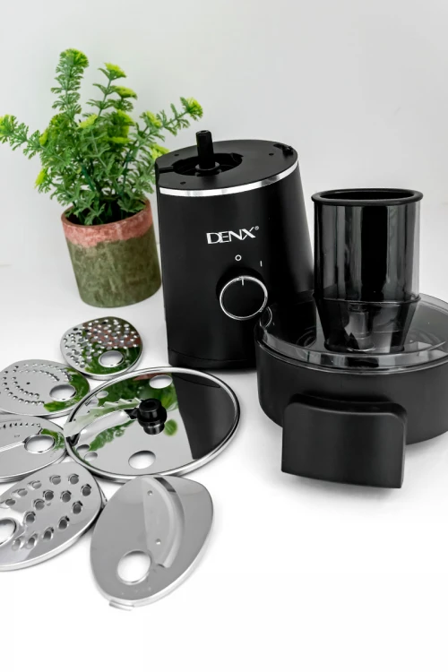 قطاعة خضار كهربائية من Denx لون أسود متعددة الوظائف بشفرات من الفولاذ المقاوم للصدأ بقوة 200 واط