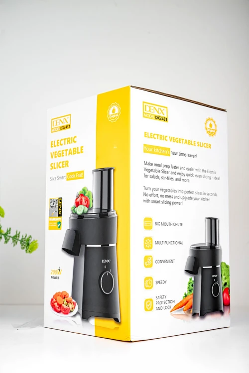 قطاعة خضار كهربائية من Denx لون أسود متعددة الوظائف بشفرات من الفولاذ المقاوم للصدأ بقوة 200 واط