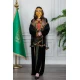 جلابية نسائي عسيري لون أسود بتطريز تراثي ملون من الأمام ياقة دائرية و أكمام طويلة
