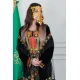 جلابية نسائي عسيري لون أسود بتطريز تراثي ملون من الأمام ياقة دائرية و أكمام طويلة