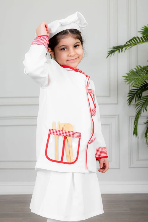 زي-تنكري-بمهنة-الطباخ-لون-أبيض-و-أحمر-بلوزة-بياقة-مطوية-