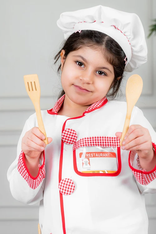 زي-تنكري-بمهنة-الطباخ-لون-أبيض-و-أحمر-بلوزة-بياقة-مطوية-