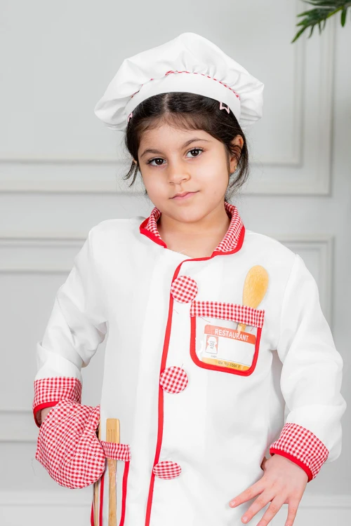 زي-تنكري-بمهنة-الطباخ-لون-أبيض-و-أحمر-بلوزة-بياقة-مطوية-
