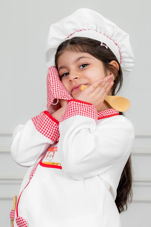 زي-تنكري-بمهنة-الطباخ-لون-أبيض-و-أحمر-بلوزة-بياقة-مطوية-