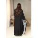 جلابية نسائية قطعتين لون أسود بتطريزات فضية و بأكمام طويلة