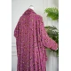 شرشف صلاة لون وردي مشجر بسحاب مخفي من الأمام و زم من الأكمام مع طرحة متصلة