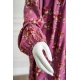 شرشف صلاة لون وردي مشجر بسحاب مخفي من الأمام و زم من الأكمام مع طرحة متصلة