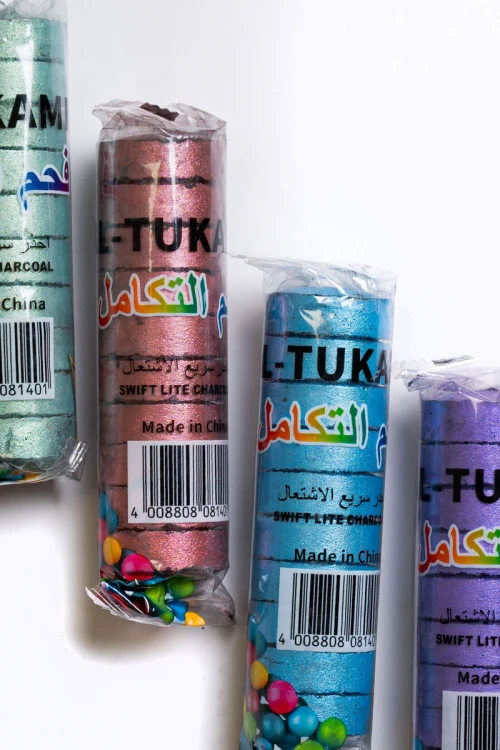 فحم المتكامل سريع الاشتعال بألوان متعددة على شكل دائرة 40 حبة