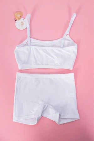 طقم داخلي قطعتين بناتي لون أبيض 