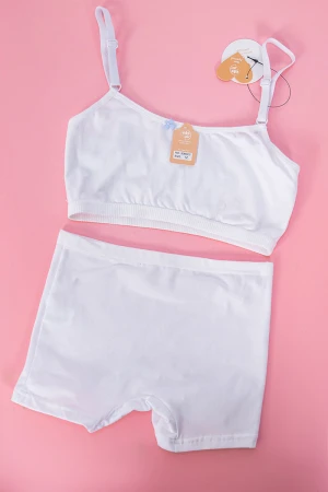 طقم داخلي قطعتين بناتي لون أبيض 