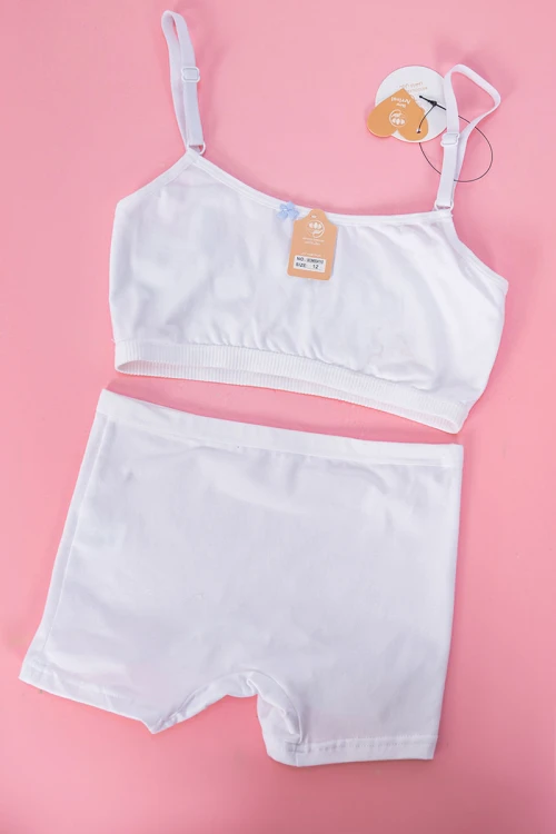 طقم داخلي قطعتين بناتي لون أبيض