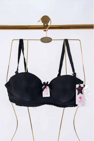 صدرية نسائي لون أسود بحزام شفاف من الخلف قابل للتعديل