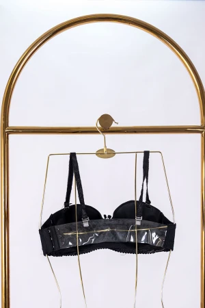 صدرية نسائي لون أسود بحزام شفاف من الخلف قابل للتعديل