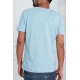 تيشيرت رجالي لون سماوي بياقة دائرية مزين بكتابات من الأمام