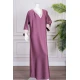 جلابية نسائية لون موف ياقة بقصة سبعة و بأكمام طويلة