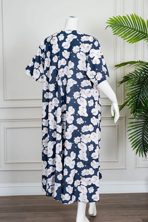 قميص نسائي قصير لون كلحي مشجر ياقة قصة سبعة و بأكمام قصيرة