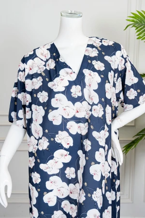 قميص نسائي قصير لون كلحي مشجر ياقة قصة سبعة و بأكمام قصيرة 