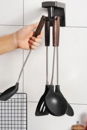 حامل أدوات حائط بخطاف دوار للمطبخ استخدامات متعددة