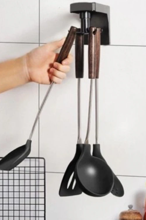 حامل أدوات حائط بخطاف دوار للمطبخ استخدامات متعددة