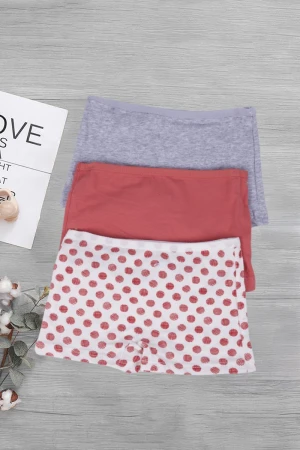 3 قطع بوكسر بناتي داخلي سادة و منقط بخصر مطاطي