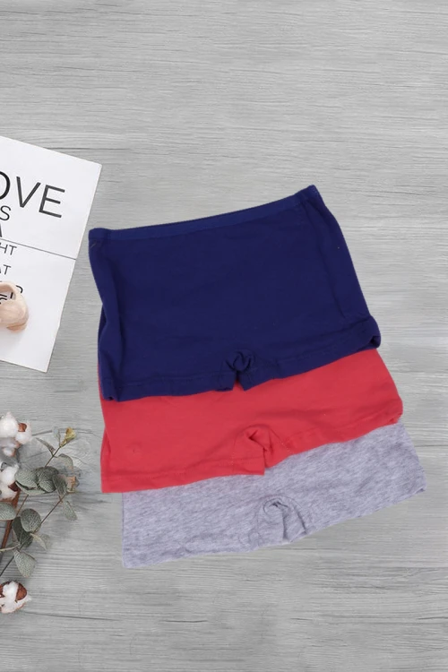 3 قطع بوكسر بناتي داخلي سادة ألوان متعددة بخصر مطاطي