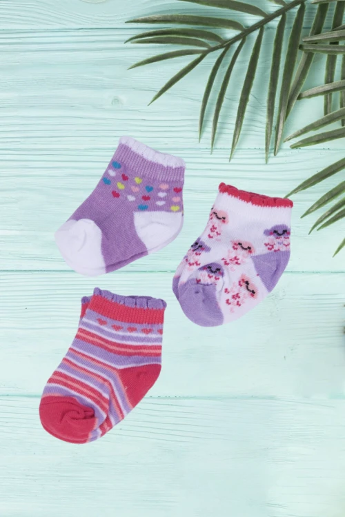 جوارب أطفال مواليد ملونة 3 أزواج