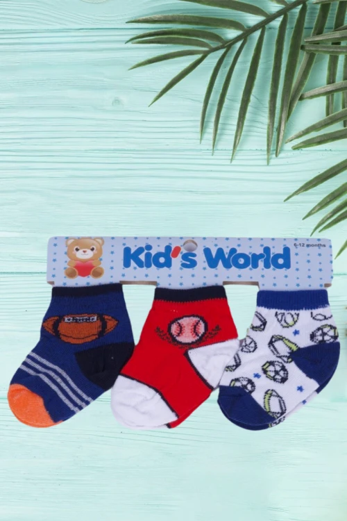 جوارب أطفال مواليد ملونة 3 أزواج