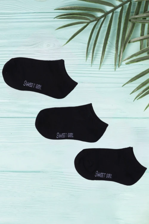 3 قطع جوارب لون اسود سادة