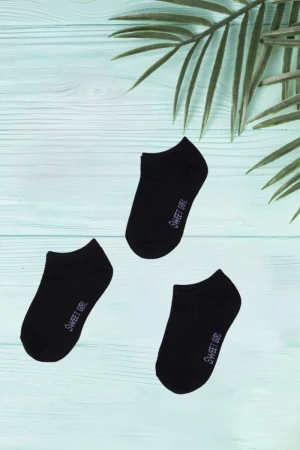 3 قطع جوارب لون اسود سادة 