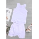 طقم بناتي داخلي لون أبيض قطعتين فنيله علاقي بتطريز دانتيل  وشورت بخصر مطاطي