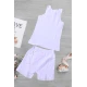 طقم بناتي داخلي لون أبيض قطعتين فنيله علاقي بشريط أبيض  وشورت بخصر مطاطي