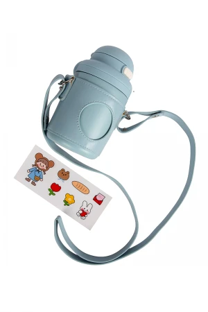 حافظة مشروب حار بارد مع تلبيسة جلد حماية و شيال مع طابعات كرتونية